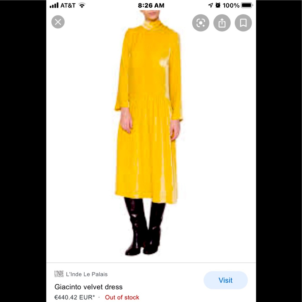 Tela Giacinto dress in yellow (giallo) velvet